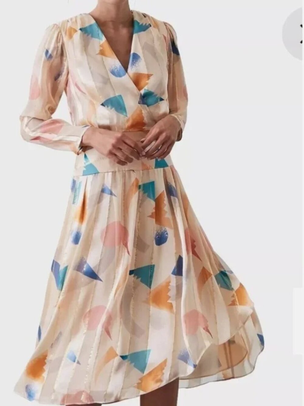 REISS Melody Balance Print Burn Midi Dress 97% SILK US size 12 NWT